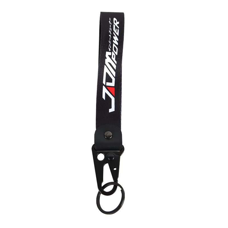 BRAND New JDM POWER Black Racing Keychain Metal key Ring Hook Strap Lanyard Universal