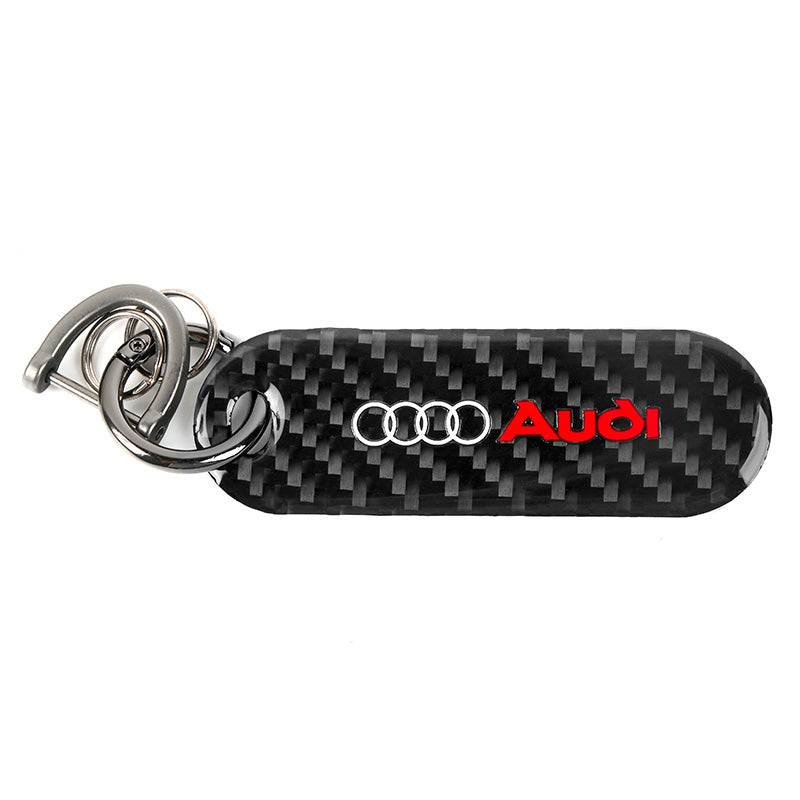 Brand New Universal 100% Real Carbon Fiber Keychain Key Ring For Audi