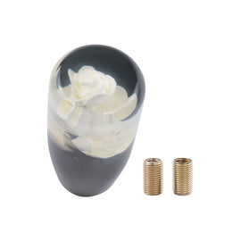 Brand New 1PCS Universal 10CM JDM Clear White Real Flowers Manual Car Black Base Racing Stick Shift Knob M8 M10 M12