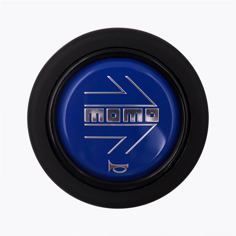 Brand New Universal Momo Car Horn Button Black/Blue Steering Wheel Center Cap W/Packaging