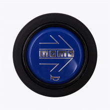 Load image into Gallery viewer, Brand New Universal Momo Car Horn Button Black/Blue Steering Wheel Center Cap W/Packaging