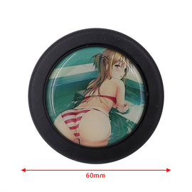 Brand New Universal Anime Hentai Car Horn Button Black Steering Wheel Center Cap