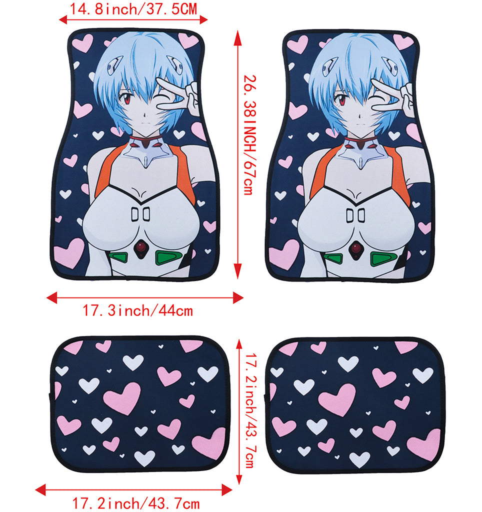 Brand New 4PCS UNIVERSAL ANIME GIRLS Racing Fabric Car Floor Mats Interior Carpets