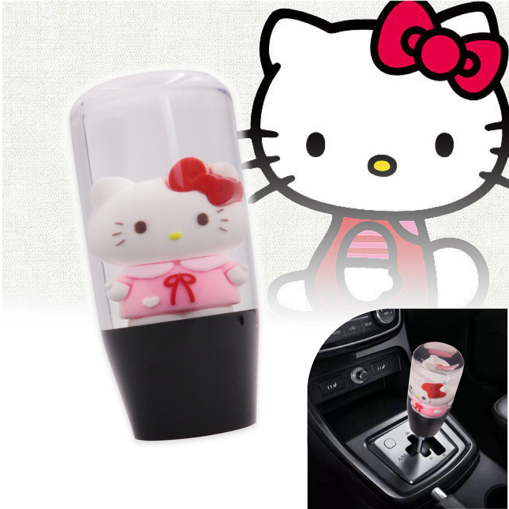 Brand New Universal Hello Kitty Character Crystal Clear Stick Car Manual Gear Shift Knob Shifter Lever Cover