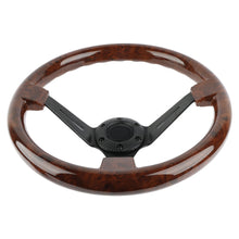Load image into Gallery viewer, Brand New 350mm 14&quot; Universal JDM Deep Dish Dark Wood ABS Racing Steering Wheel Black Spoke