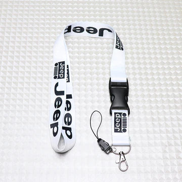 BRAND NEW JEEP Car Keychain Tag Rings Keychain JDM Drift Lanyard White