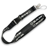 BRAND NEW Dodge RAM Car Keychain Tag Rings Keychain JDM Drift Lanyard Black