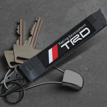 Load image into Gallery viewer, BRAND New JDM TRD Black Racing Keychain Metal key Ring Hook Strap Lanyard Universal