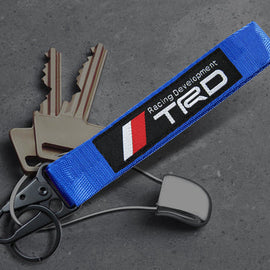 BRAND New JDM TRD Blue Racing Keychain Metal key Ring Hook Strap Lanyard Universal