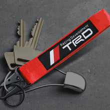 Load image into Gallery viewer, BRAND New JDM TRD Red Racing Keychain Metal key Ring Hook Strap Lanyard Universal