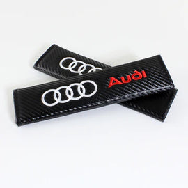 Brand New Universal 2PCS AUDI Carbon Fiber Car Seat Belt Covers Shoulder Pad