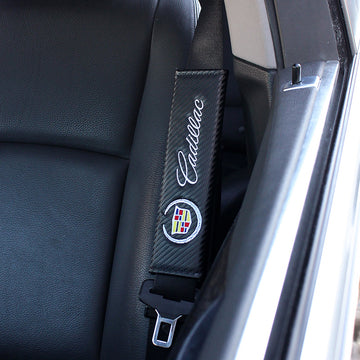 Brand New Universal 2PCS CADILLAC Carbon Fiber Car Seat Belt Covers Shoulder Pad