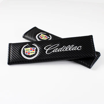Brand New Universal 2PCS CADILLAC Carbon Fiber Car Seat Belt Covers Shoulder Pad