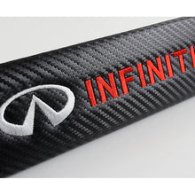 Load image into Gallery viewer, Brand New Universal 2PCS INFINITI Carbon Fiber Car Seat Belt Covers Shoulder Pad