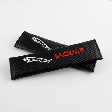 Brand New Universal 2PCS Jaguar Carbon Fiber Car Seat Belt Covers Shoulder Pad