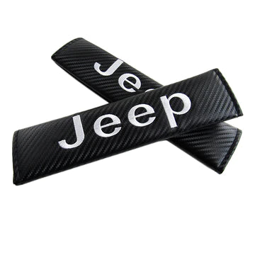 Brand New Universal 2PCS JEEP Carbon Fiber Car Seat Belt Covers Shoulder Pad