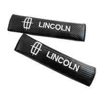 Load image into Gallery viewer, Brand New Universal 2PCS Lincoln Carbon Fiber Car Seat Belt Covers Shoulder Pad