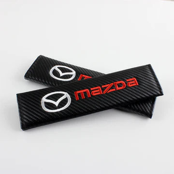 Brand New Universal 2PCS MAZDA Carbon Fiber Car Seat Belt Covers Shoulder Pad