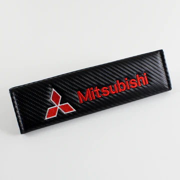 Brand New Universal 2PCS Mitsubishi Carbon Fiber Car Seat Belt Covers Shoulder Pad