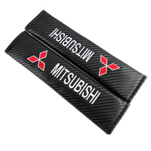 Load image into Gallery viewer, Brand New Universal 2PCS Mitsubishi Carbon Fiber Car Seat Belt Covers Shoulder Pad