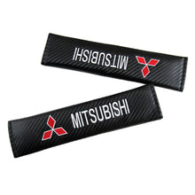 Load image into Gallery viewer, Brand New Universal 2PCS Mitsubishi Carbon Fiber Car Seat Belt Covers Shoulder Pad