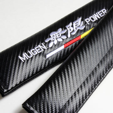 Brand New Universal 2PCS MUGEN POWER Carbon Fiber Car Seat Belt Covers Shoulder Pad