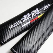 Load image into Gallery viewer, Brand New Universal 2PCS MUGEN POWER Carbon Fiber Car Seat Belt Covers Shoulder Pad