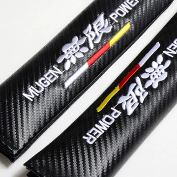 Brand New Universal 2PCS MUGEN POWER Carbon Fiber Car Seat Belt Covers Shoulder Pad