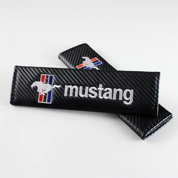 Brand New Universal 2PCS MUSTANG Carbon Fiber Car Seat Belt Covers Shoulder Pad