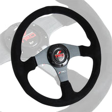 Load image into Gallery viewer, Brand New 14&quot; TRD Style Racing Black Stitching Leather Suede Sport Steering Wheel w Horn Button