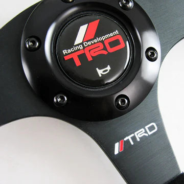 Brand New 14" TRD Style Racing Black Stitching Leather Suede Sport Steering Wheel w Horn Button