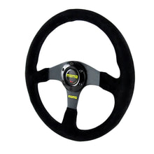 Load image into Gallery viewer, Brand New 14&quot; MOMO Style Racing Black Stitching Leather Suede Sport Steering Wheel w Horn Button