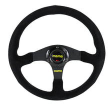 Load image into Gallery viewer, Brand New 14&quot; MOMO Style Racing Black Stitching Leather Suede Sport Steering Wheel w Horn Button