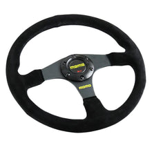 Load image into Gallery viewer, Brand New 14&quot; MOMO Style Racing Black Stitching Leather Suede Sport Steering Wheel w Horn Button