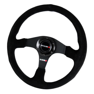 Brand New 14" NISMO Style Racing Black Stitching Leather Suede Sport Steering Wheel w Horn Button