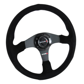 Brand New 14" NISMO Style Racing Black Stitching Leather Suede Sport Steering Wheel w Horn Button