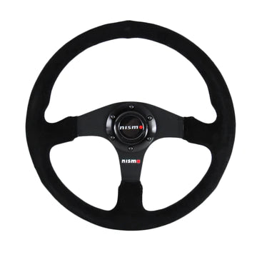 Brand New 14" NISMO Style Racing Black Stitching Leather Suede Sport Steering Wheel w Horn Button