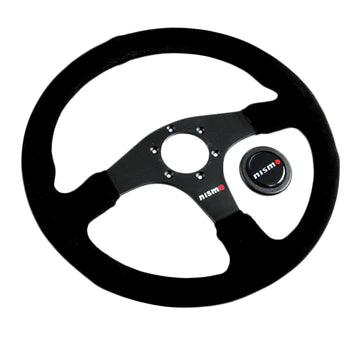 Brand New 14" NISMO Style Racing Black Stitching Leather Suede Sport Steering Wheel w Horn Button