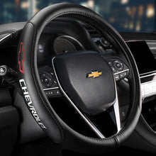 Load image into Gallery viewer, Brand New Universal Chevrolet Black PVC Leather Steering Wheel Cover 14.5&quot;-15.5&quot; Inches