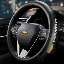 Load image into Gallery viewer, Brand New Universal Chevrolet Black PVC Leather Steering Wheel Cover 14.5&quot;-15.5&quot; Inches