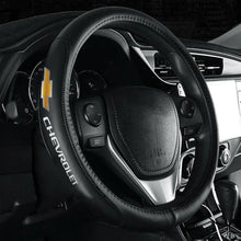 Load image into Gallery viewer, Brand New Universal Chevrolet Black PVC Leather Steering Wheel Cover 14.5&quot;-15.5&quot; Inches