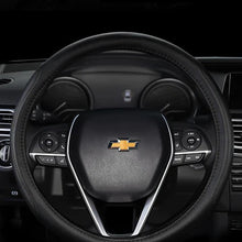 Load image into Gallery viewer, Brand New Universal Chevrolet Black PVC Leather Steering Wheel Cover 14.5&quot;-15.5&quot; Inches
