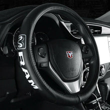 Load image into Gallery viewer, Brand New Universal Dodge Ram Black PVC Leather Steering Wheel Cover 14.5&quot;-15.5&quot; Inches