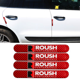 Brand New 4PCS ROUSH Real Carbon Fiber Red Car Trunk Side Fenders Door Badge Scratch Guard Sticker