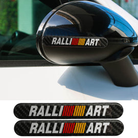 Brand New 2PCS Ralliart Real Carbon Fiber Black Car Trunk Side Fenders Door Badge Scratch Guard Sticker