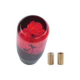 Brand New 1PCS Universal 10CM JDM Clear Red Real Flowers Manual Car Black Base Racing Stick Shift Knob M8 M10 M12