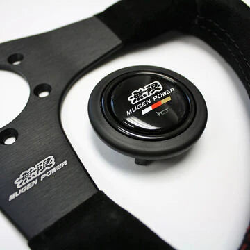 Brand New 14" MUGEN Style Racing Black Stitching Leather Suede Sport Steering Wheel w Horn Button