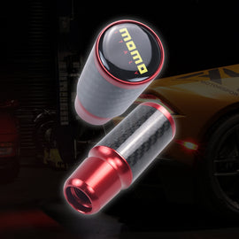 Brand New Universal Momo Red Real Carbon Fiber Racing Gear Stick Shift Knob For MT Manual M12 M10 M8