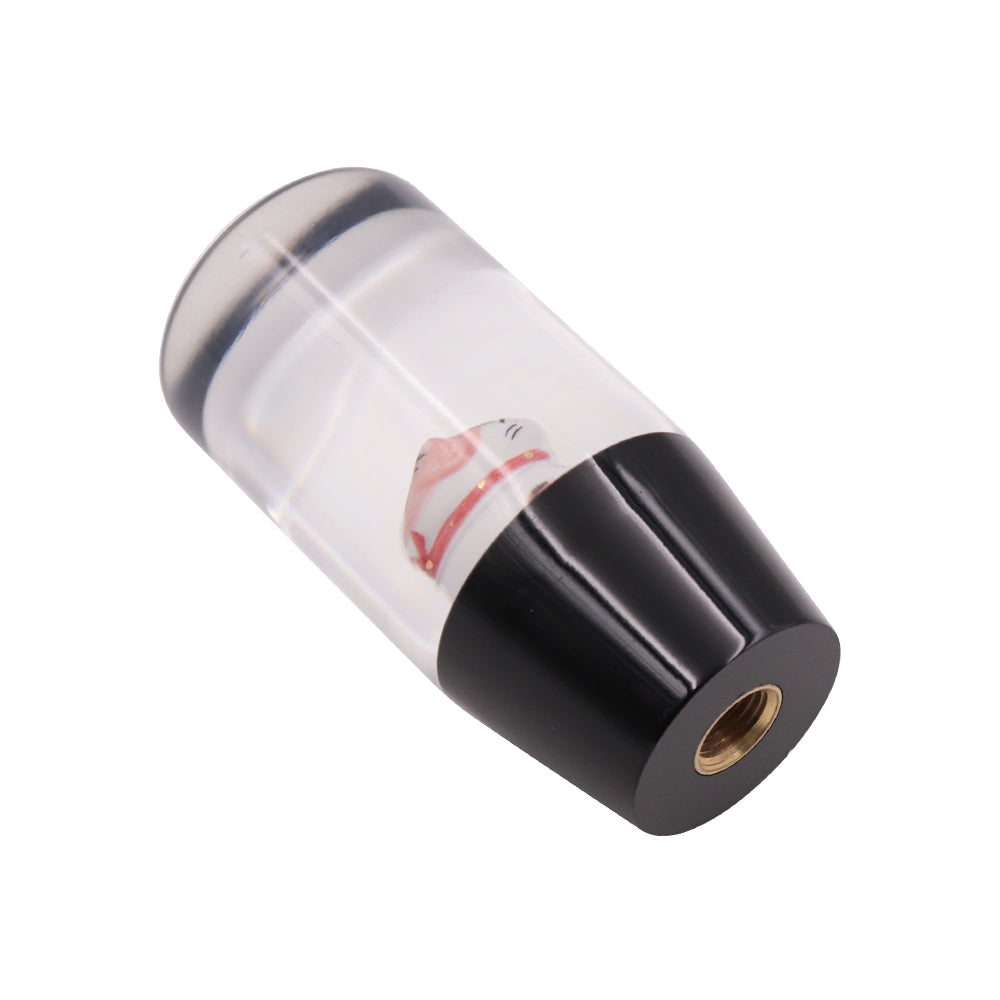 Brand New 1PCS Universal 9CM JDM Clear Fortune Cat Manual Car Black Base Racing Stick Shift Knob M8 M10 M12