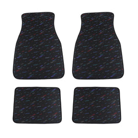 Brand New Universal 4PCS RECARO STYLE Racing Black Fabric Car Floor Mats Interior Carpets